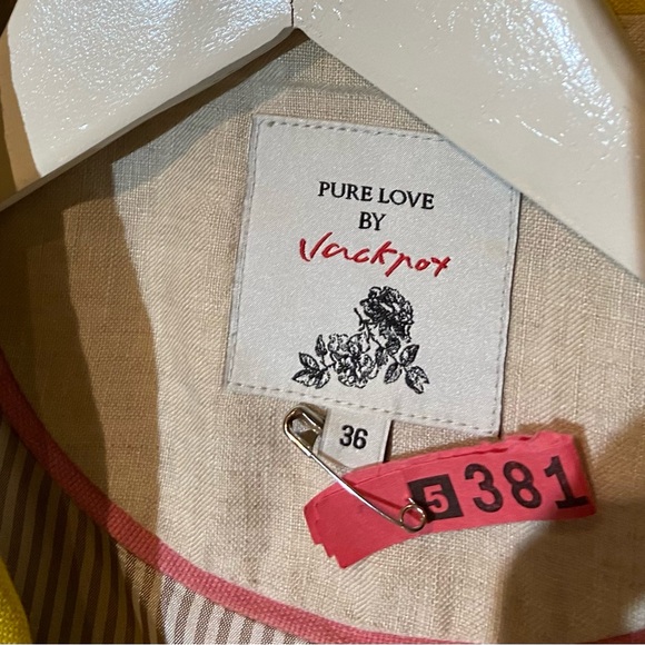 Linen blazer in bright yellow multiple pockets - Picture 5 of 11